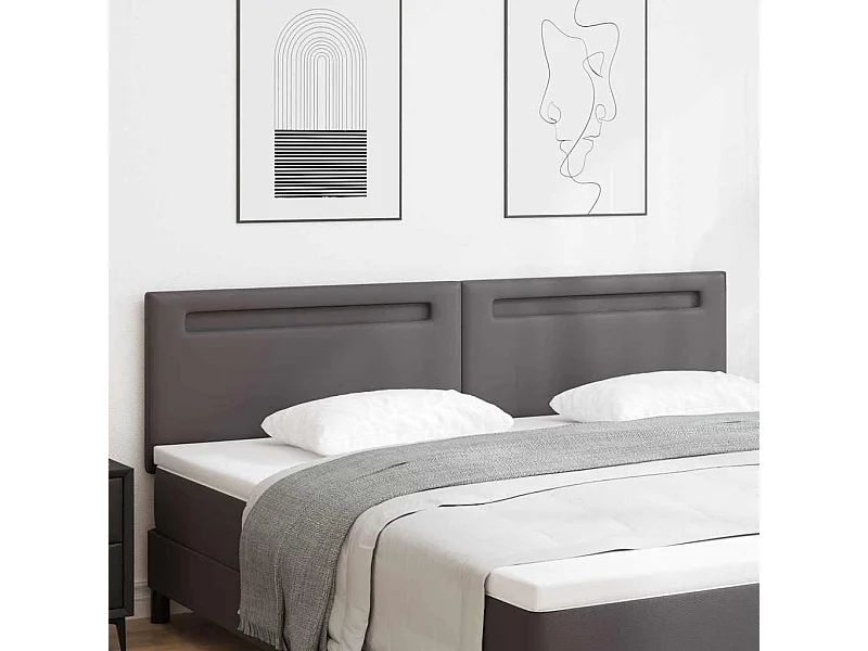Tête de lit Montage mural | Panneau de tête pour lit Moderne  avec tête de lit Gris 200 cm PVC
