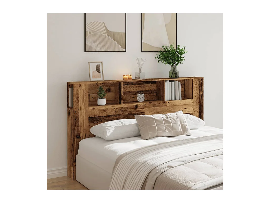 Mueble cabecero | Cabecero | Cabezal de cama armario madera ingeniería envejecida 180x18,5x102,5 cm