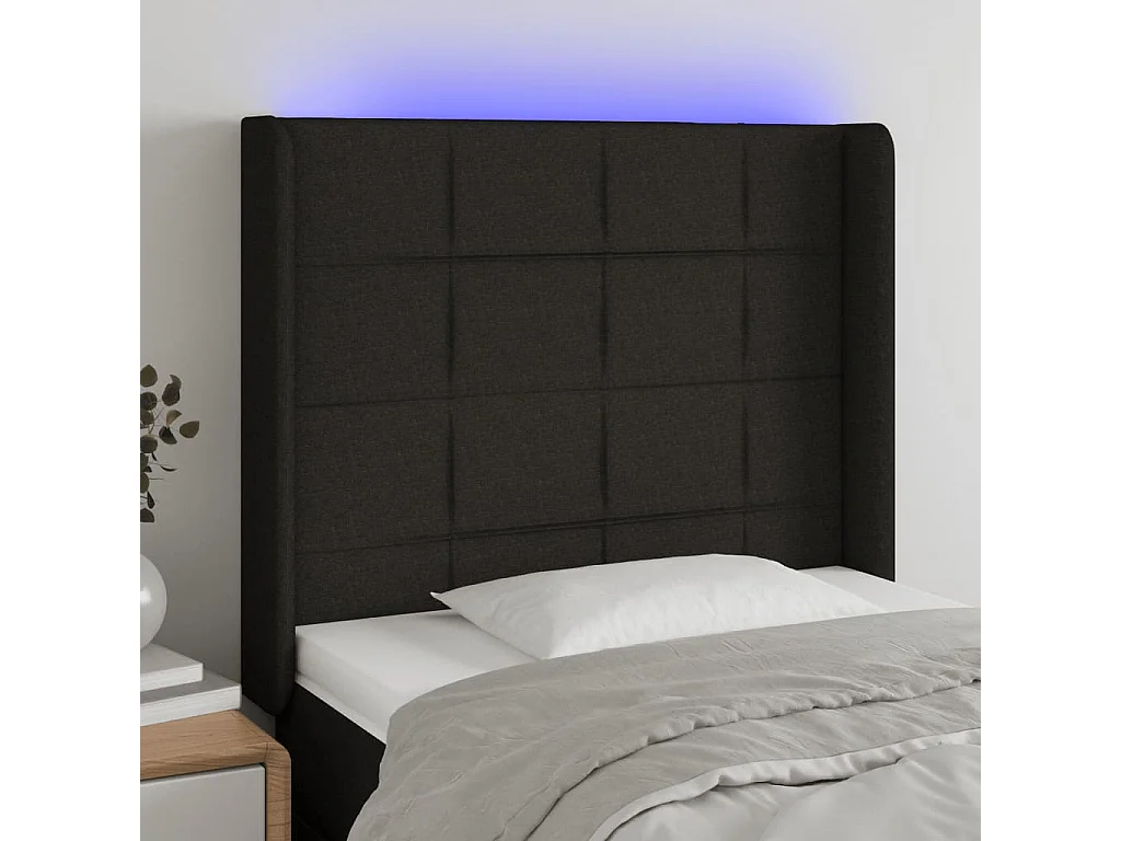 Hoofdbord | Hoofdeinde LED 93x16x118/128 cm stof zwart