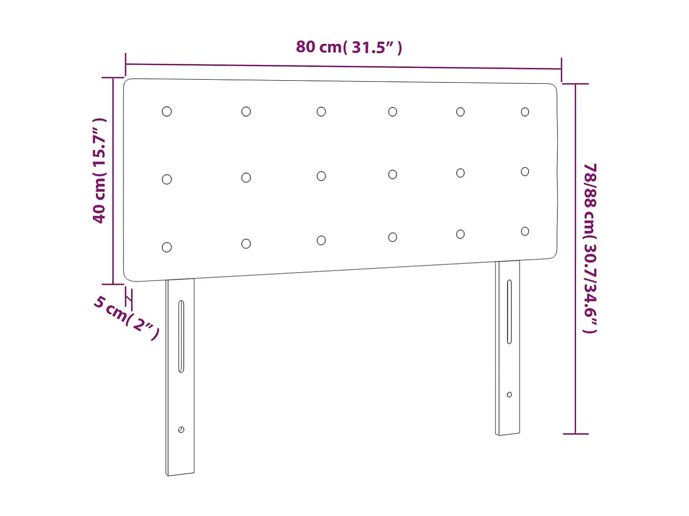 Hoofdbord | Hoofdeinde LED 80x5x78/88 cm kunstleer grijs