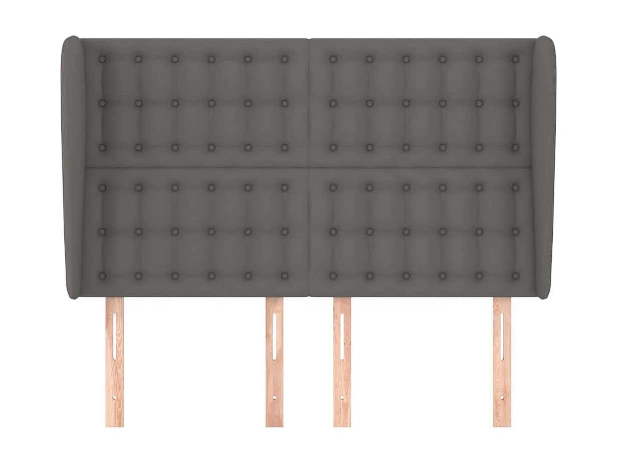 Tête de Lit | Panneau de tête pour lit Moderne avec oreilles Gris 147x23x118/128 cm Similicuir