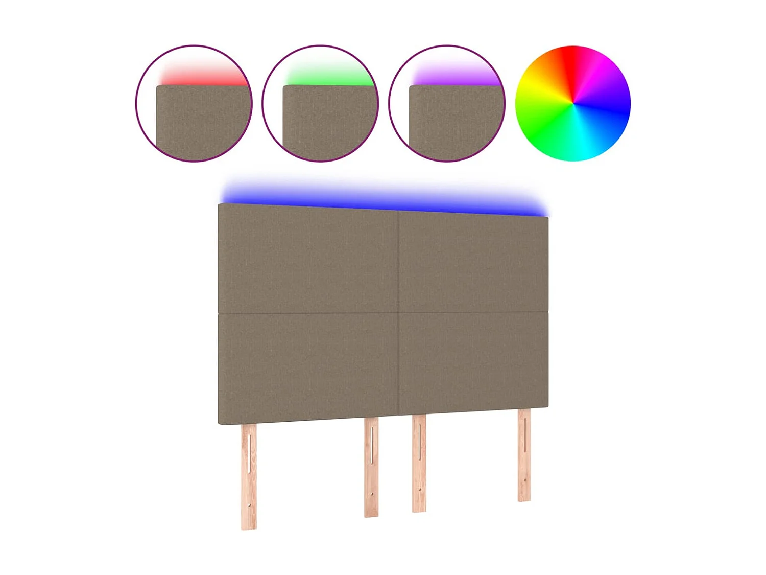 Hoofdbord | Hoofdeinde LED 144x5x118/128 cm stof taupe