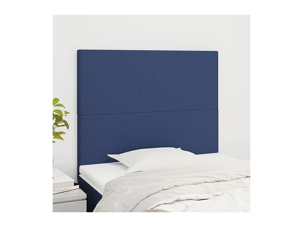 Cabeceros | Cabezal de cama | Mueble de cabecero 2 unidades de tela azul 100x5x78/88 cm