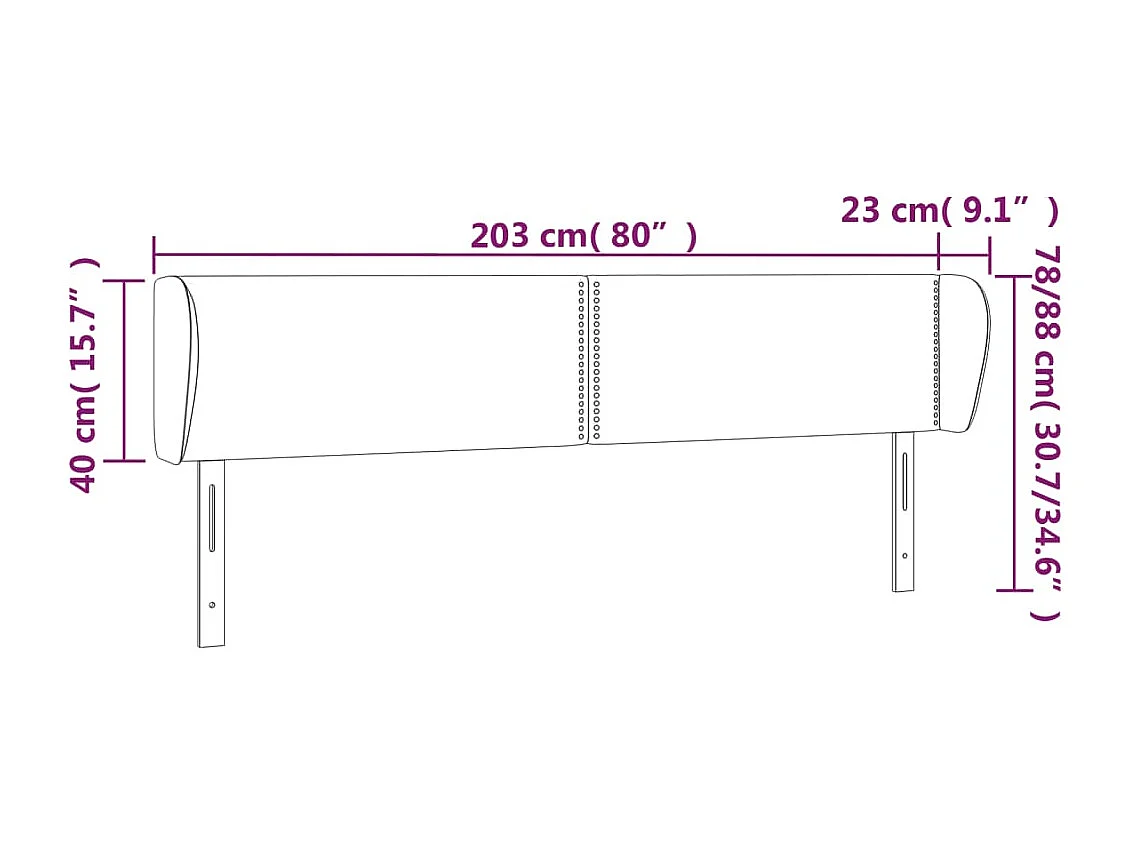 Tête de Lit | Panneau de tête pour lit Moderne avec oreilles Gris clair 203x23x78/88 cm Tissu