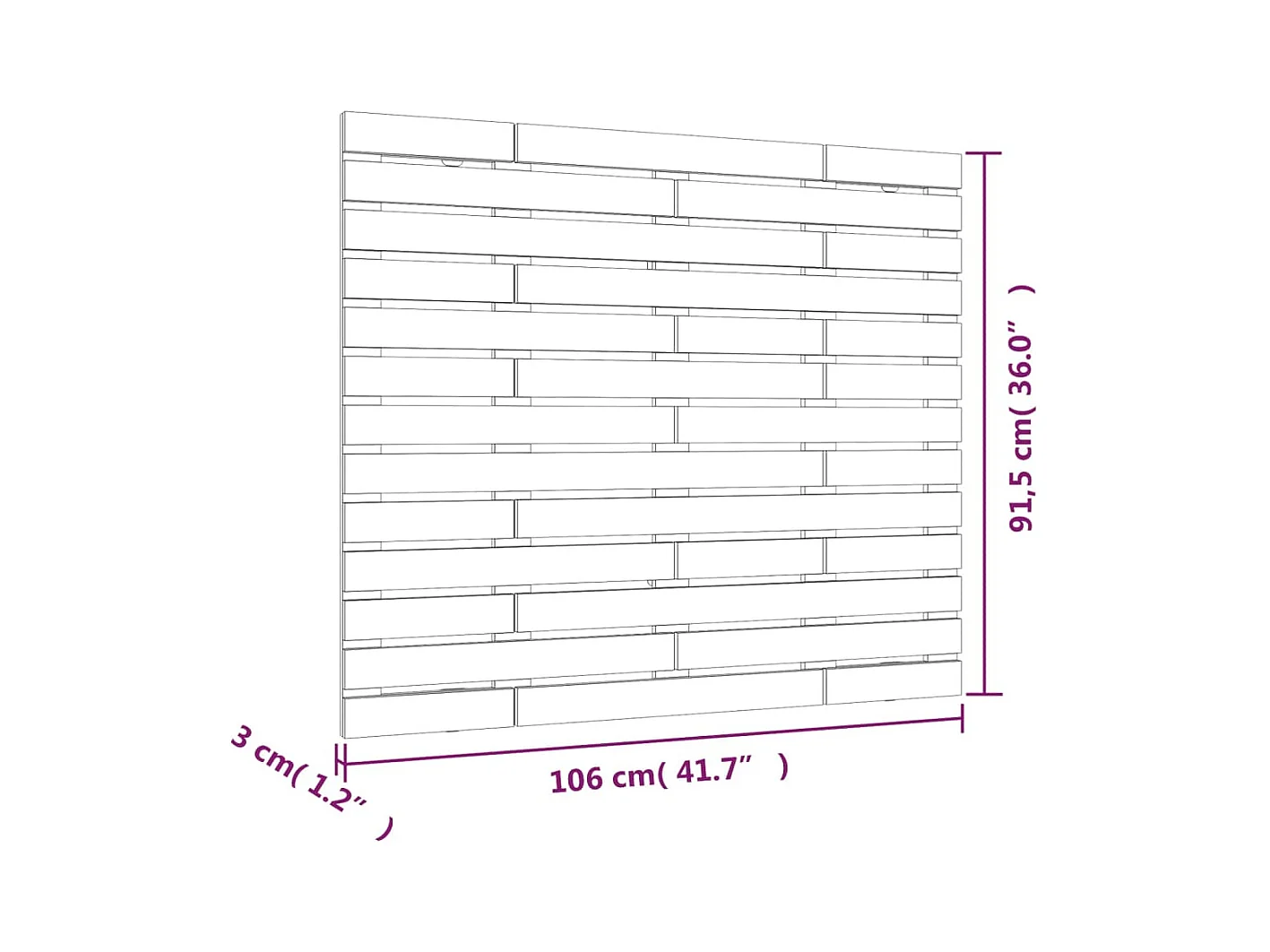 Cabecero cama | Cabezal de cama | Mueble de cabecero de pared madera maciza pino blanco 106x3x91,5 cm