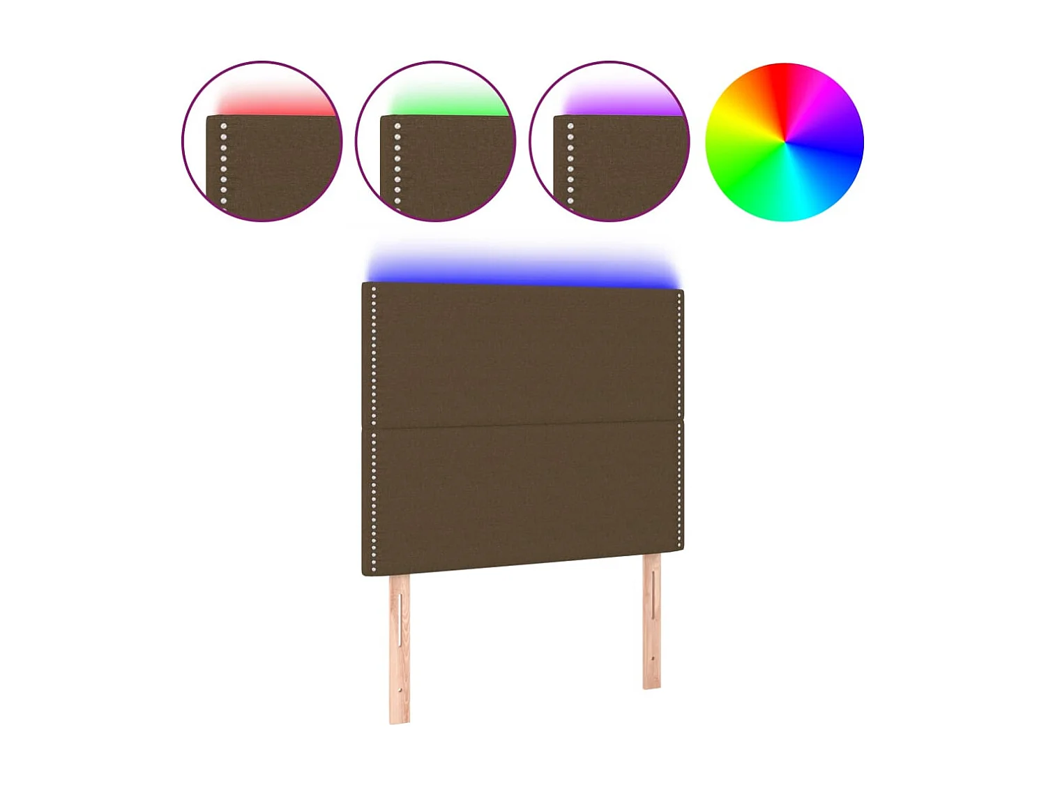 Hoofdbord | Hoofdeinde LED 100x5x118/128 cm stof donkerbruin