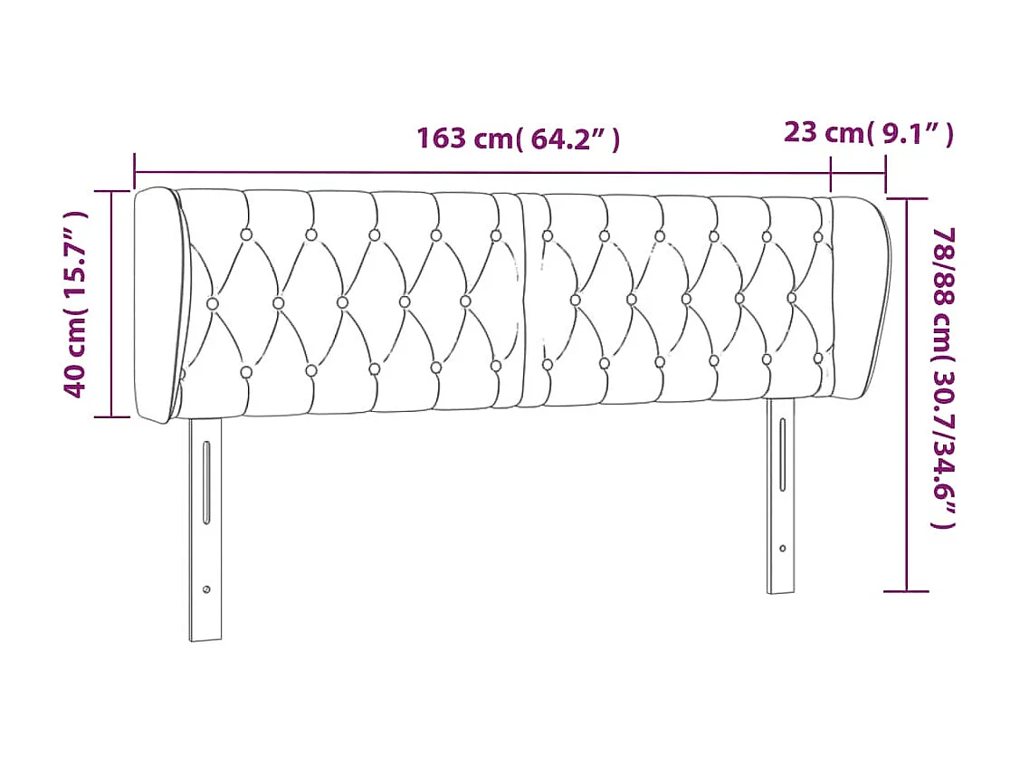 Mueble cabecero | Cabezal de cama | Cabecero de terciopelo gris oscuro 163x23x78/88 cm