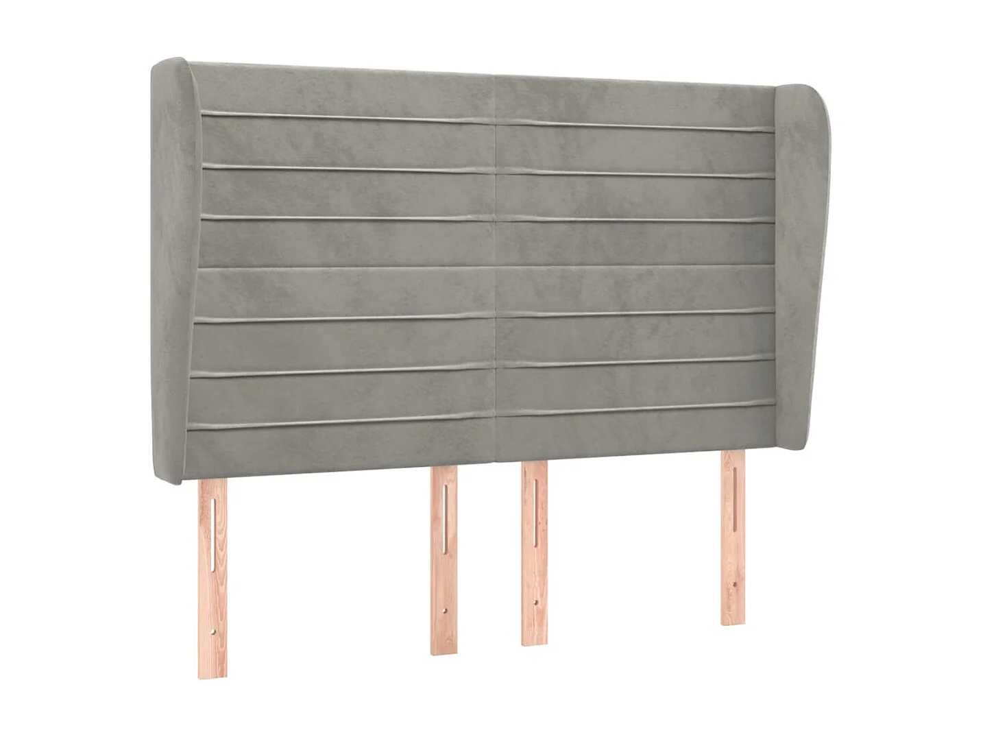 Tête de Lit | Panneau de tête pour lit Moderne avec oreilles Gris clair 147x23x118/128 cm Velours