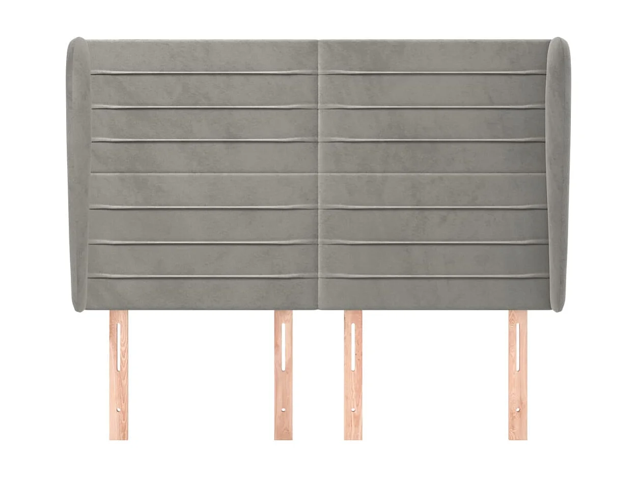 Tête de Lit | Panneau de tête pour lit Moderne avec oreilles Gris clair 147x23x118/128 cm Velours