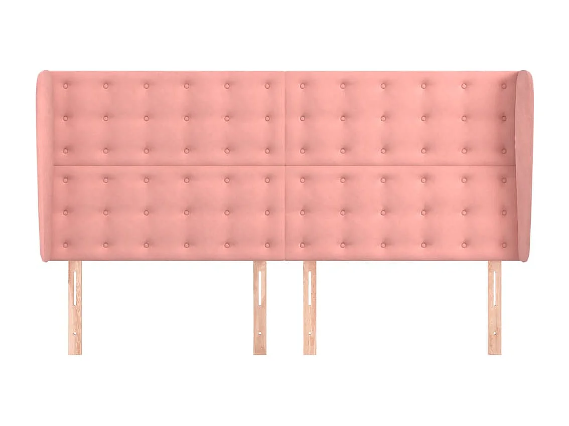 Tête de Lit | Panneau de tête pour lit Moderne avec oreilles Rose 163x23x118/128 cm Velours