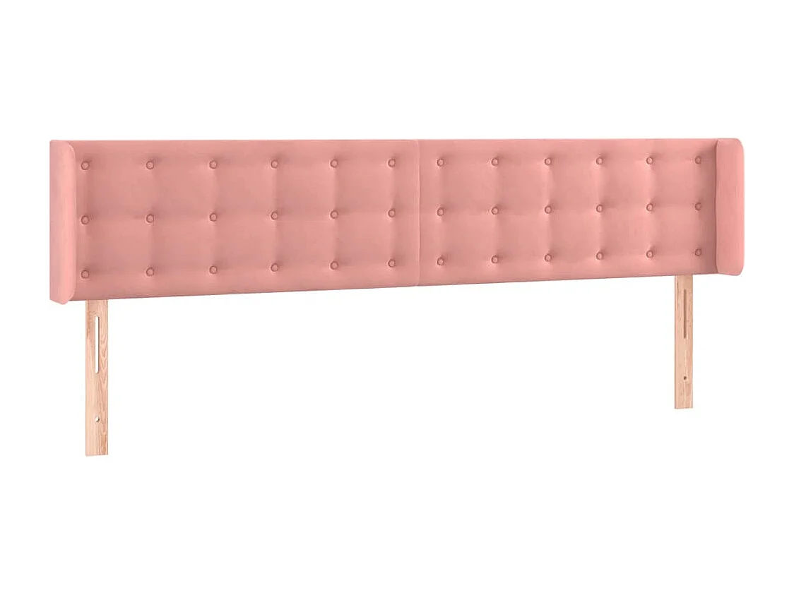 Tête de Lit | Panneau de tête pour lit Moderne à LED Rose 203x16x78/88 cm Velours