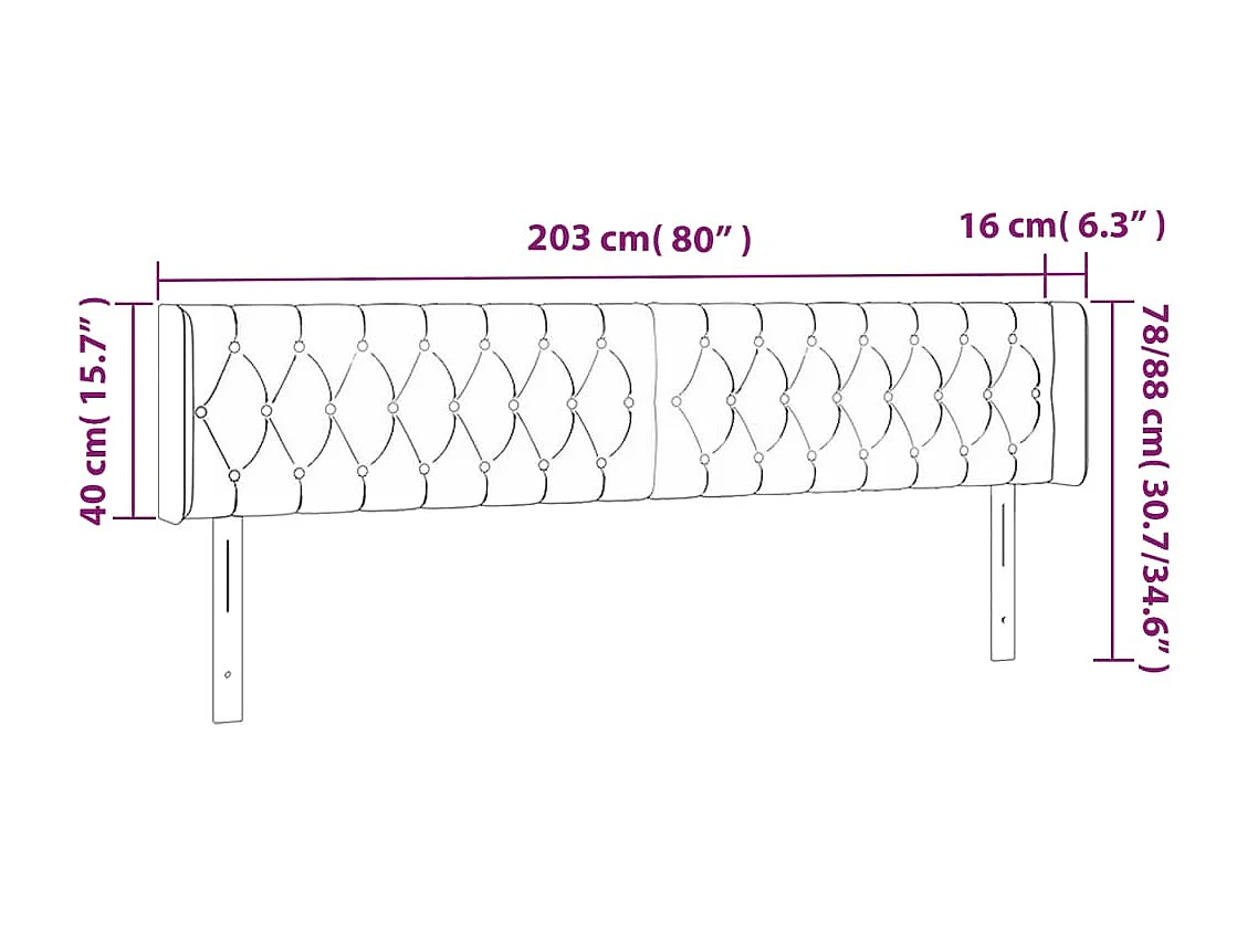 Mueble cabecero | Cabezal de cama | Cabecero con LED de tela negro 203x16x78/88 cm