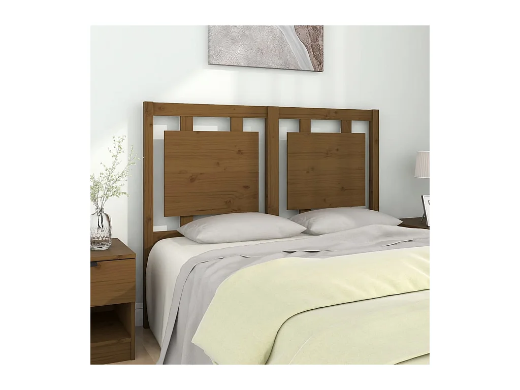 Cabecero de Cama | Cabezal de cama | Mueble de cabecero madera maciza pino marrón miel 125,5x4x100 cm