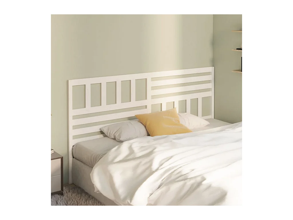 Tête de Lit | Panneau de tête pour lit Moderne Blanc 206x4x100 cm Bois massif de pin
