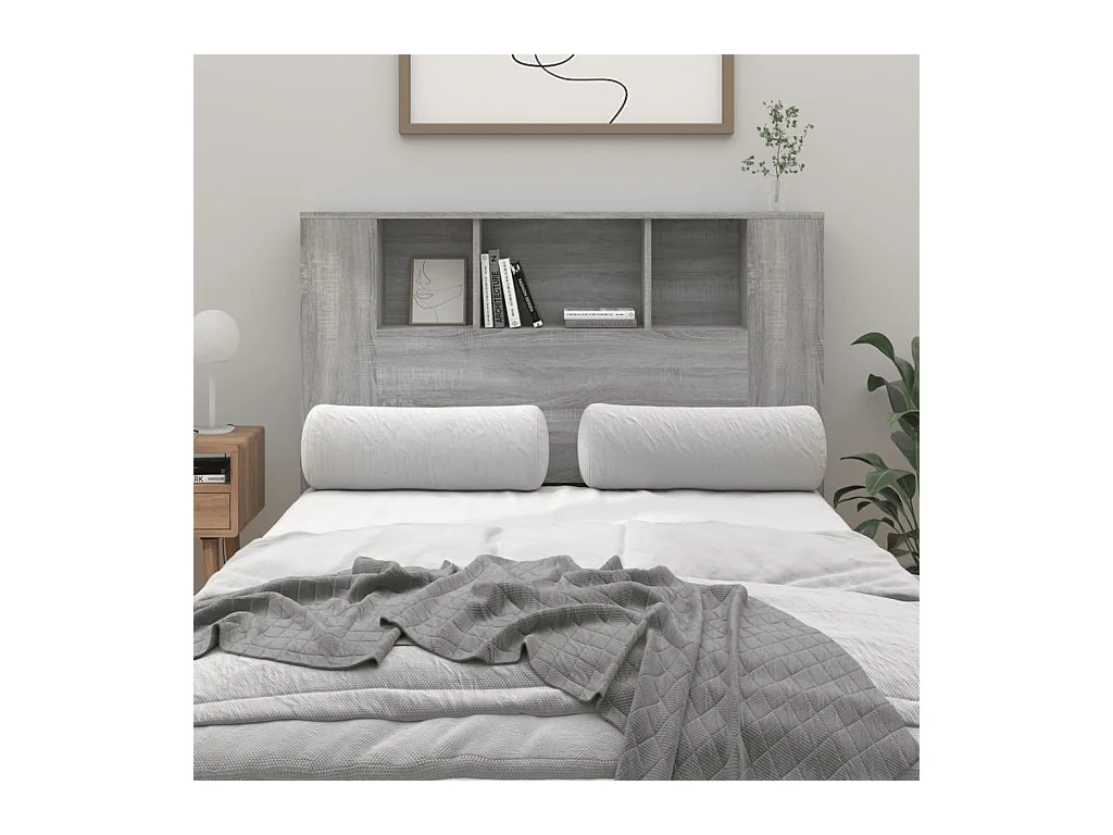 Cabecero de Cama | Cabezal de Cama | Mueble cabecero gris Sonoma 120x18,5x102,5 cm