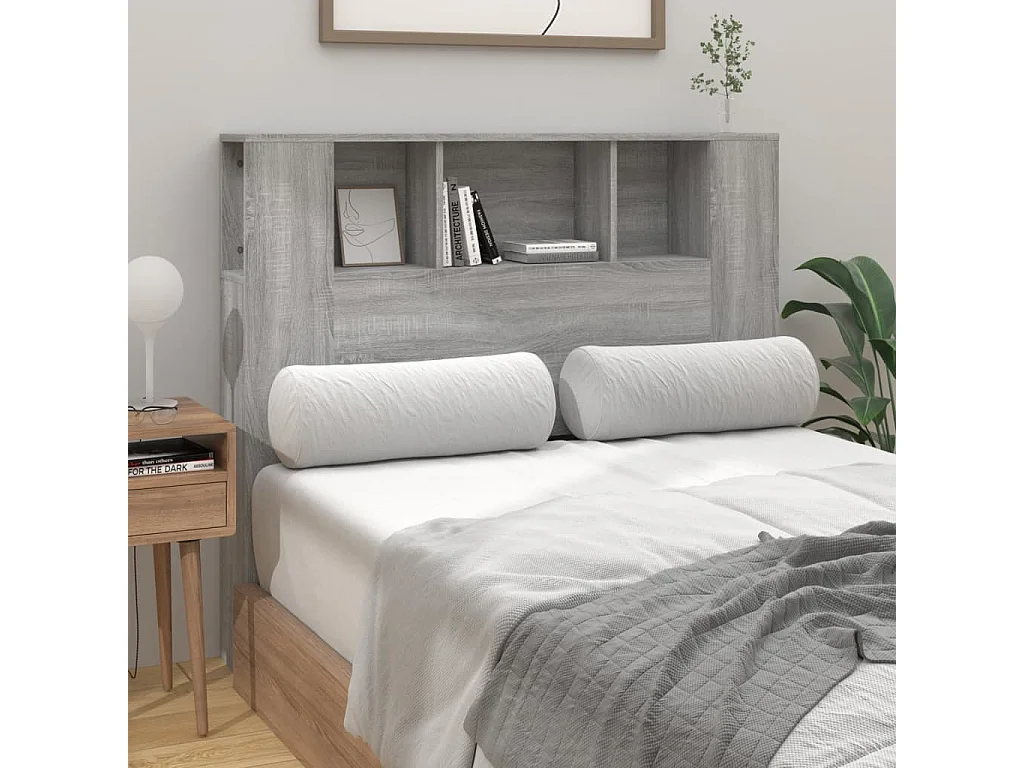 Tête de Lit avec rangement | Armoire de tête de lit sonoma gris 120x18,5x102,5 cm