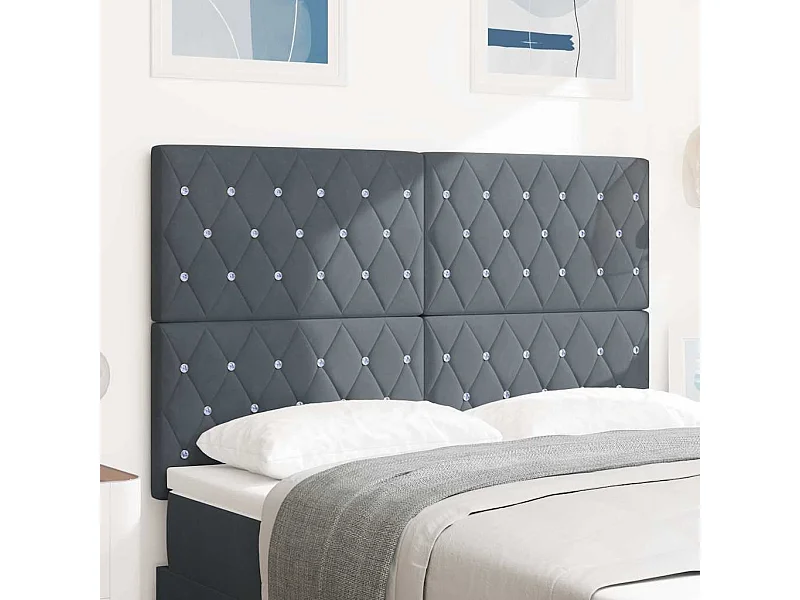 Mueble cabecero | Cabecero | Cabezal de cama LED Argyle con cabecera Gris oscuro 80 cm Terciopelo