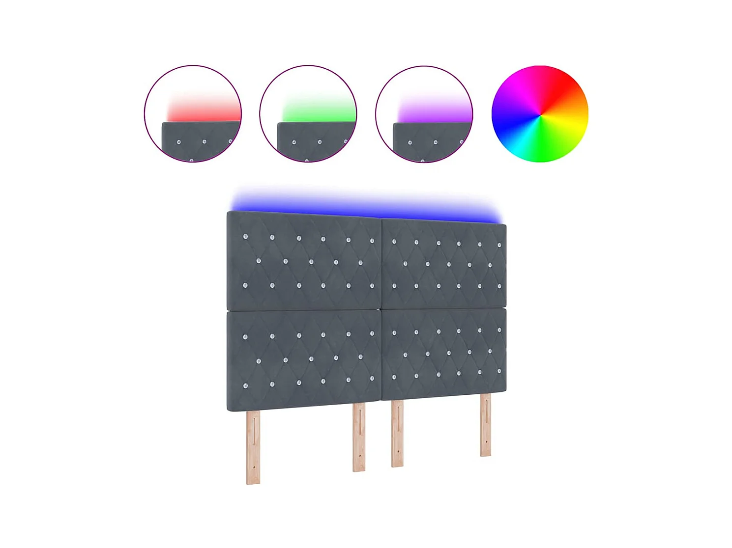 Mueble cabecero | Cabecero | Cabezal de cama LED Argyle con cabecera Gris oscuro 80 cm Terciopelo