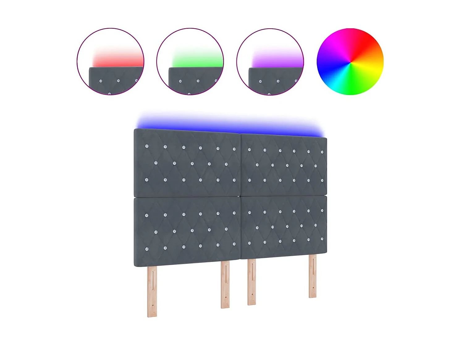 Mueble cabecero | Cabecero | Cabezal de cama LED Argyle con cabecera Gris oscuro 80 cm Terciopelo