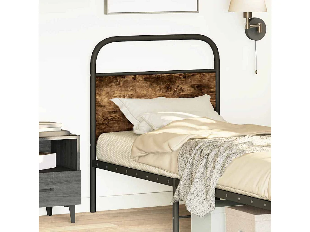 Tête de Lit | Panneau de tête pour lit Moderne chêne fumé 75 cm acier et bois d'ingénierie