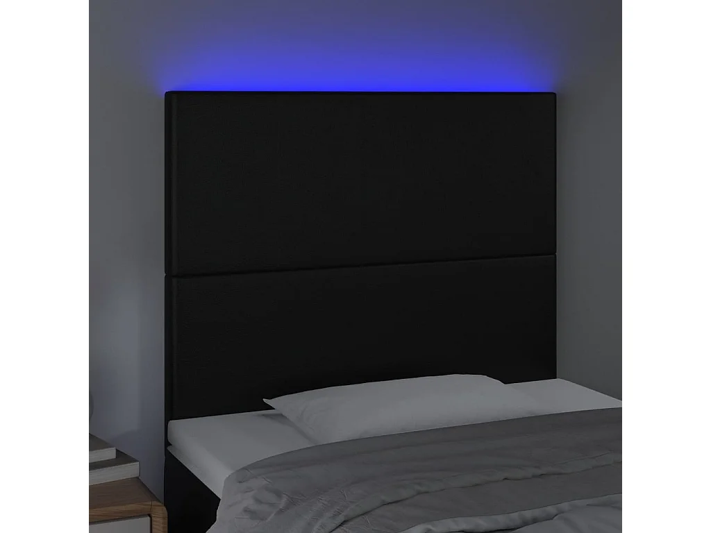 Hoofdbord | Hoofdeinde LED 80x5x118/128 cm kunstleer zwart