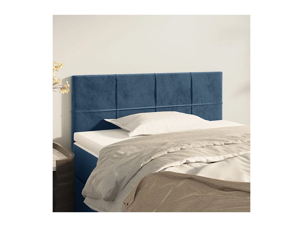 Mueble cabecero | Cabezal de cama | Cabecero de terciopelo azul oscuro 80x5x78/88 cm