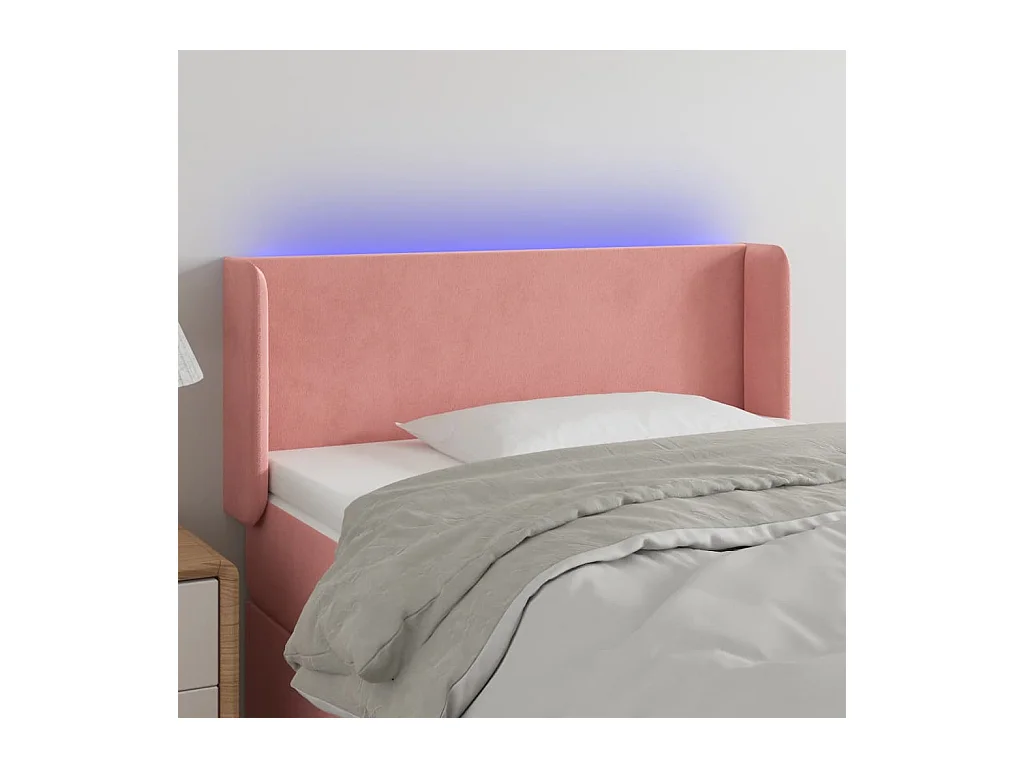 Cabecero | Cabezal de Cama | Mueble cabecero con LED de terciopelo rosa 103x16x78/88 cm