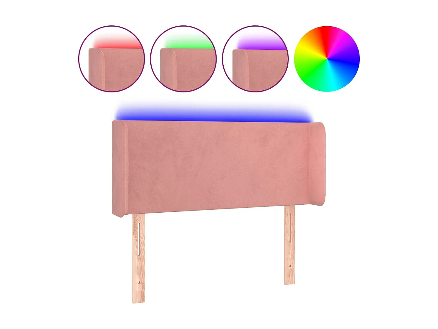 Tête de Lit | Panneau de tête pour lit Moderne à LED Rose 93x16x78/88 cm Velours