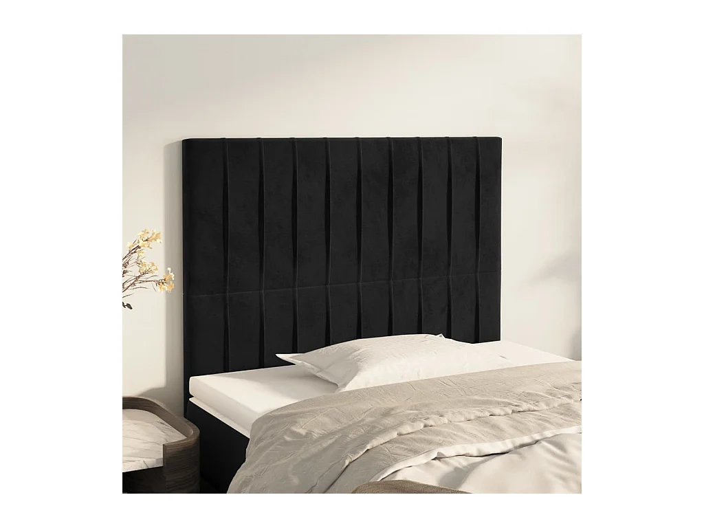 Têtes de lit | Panneaux de tête pour lit Moderne 2 pcs Noir 100x5x78/88 cm Velours