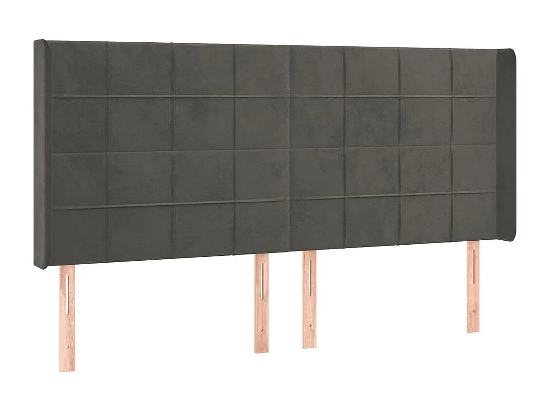 Tête de Lit | Panneau de tête pour lit Moderne à LED Gris foncé 163x16x118/128 cm Velours
