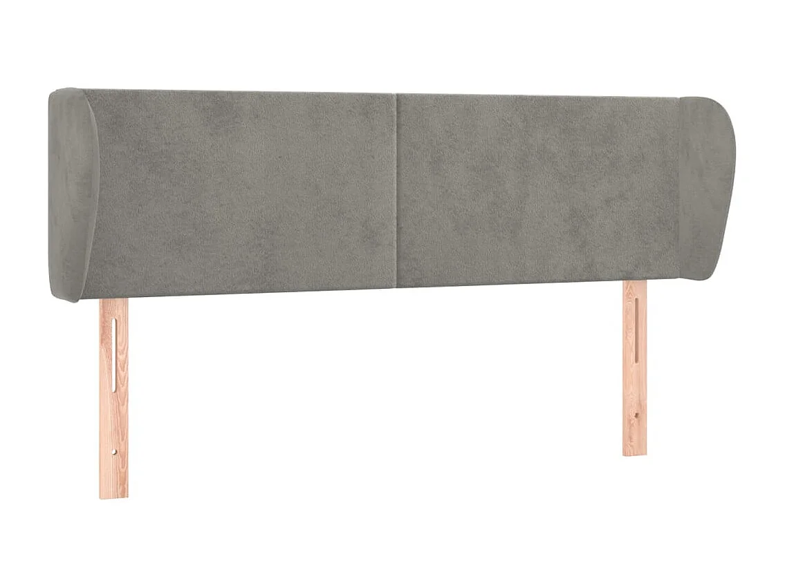 Mueble cabecero | Cabezal de cama | Cabecero de terciopelo gris claro 147x23x78/88 cm
