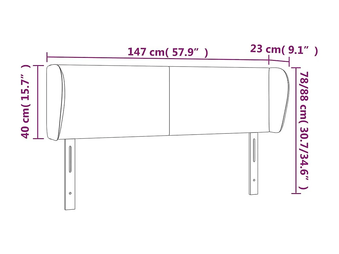 Mueble cabecero | Cabezal de cama | Cabecero de terciopelo gris claro 147x23x78/88 cm