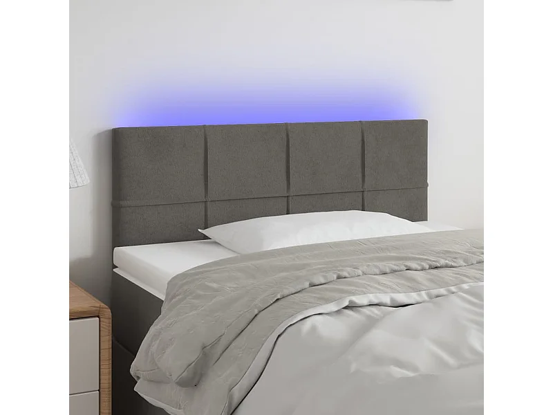 Tête de Lit | Panneau de tête pour lit Moderne à LED Gris foncé 100x5x78/88 cm Velours