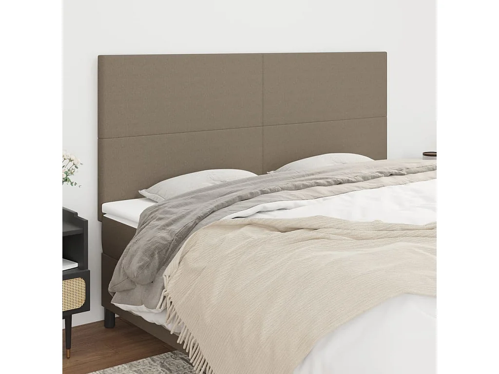 Têtes de lit | Panneaux de tête pour lit Moderne 4 pcs Taupe 100x5x78/88 cm Tissu