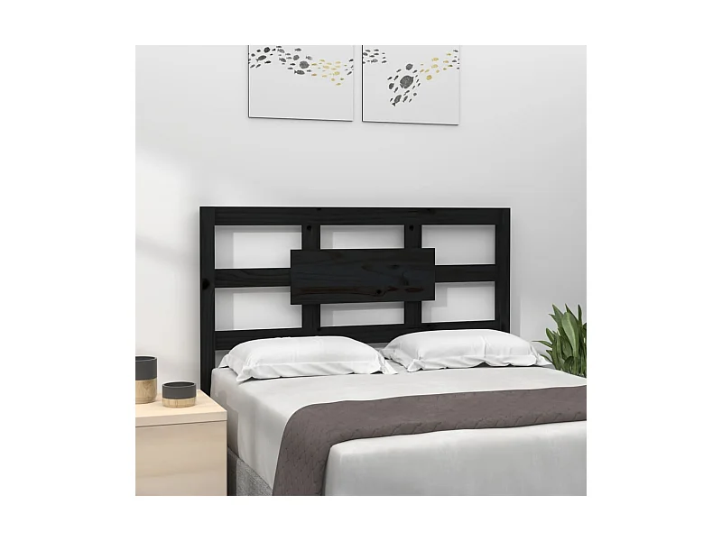 Cabecero de Cama | Cabezal de cama | Mueble de cabecero madera maciza de pino negro 95,5x4x100 cm