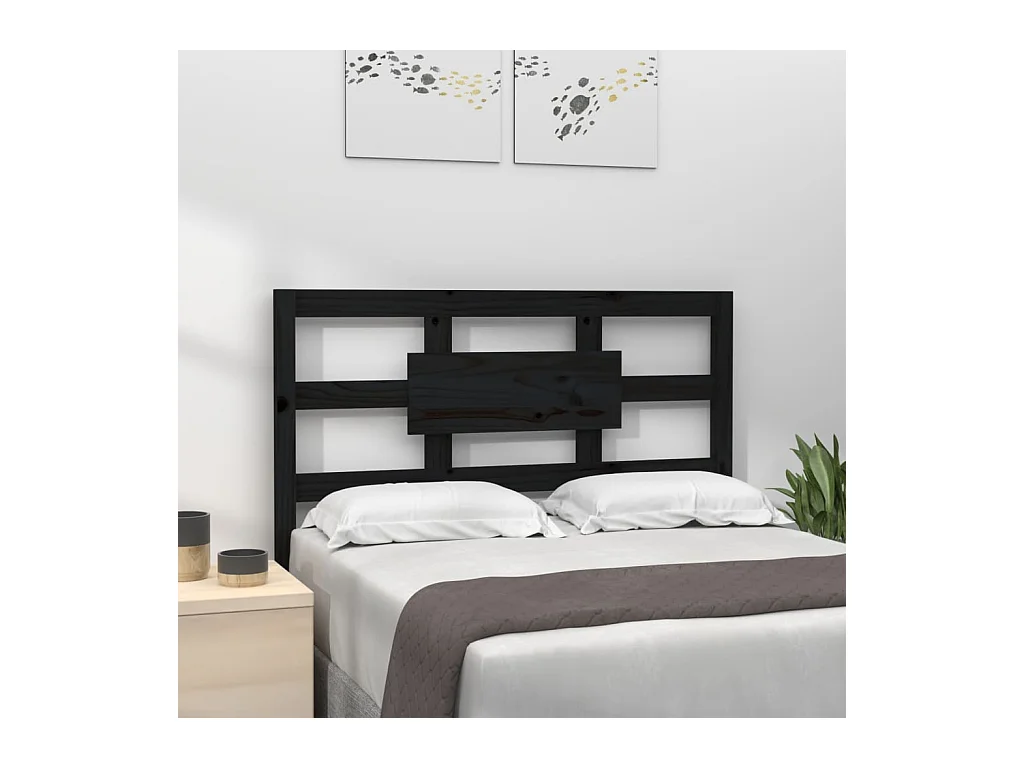 Cabecero de Cama | Cabezal de cama | Mueble de cabecero madera maciza de pino negro 95,5x4x100 cm