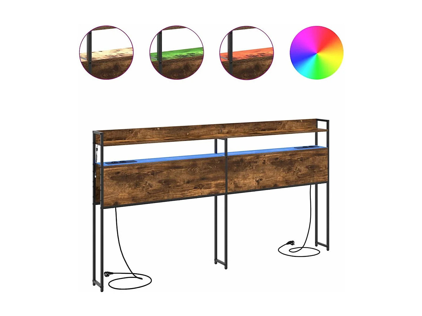 Cabecero | Cabezal de Cama | Mueble cabecero con estante Roble ahumado 180 cm Madera contrachapada