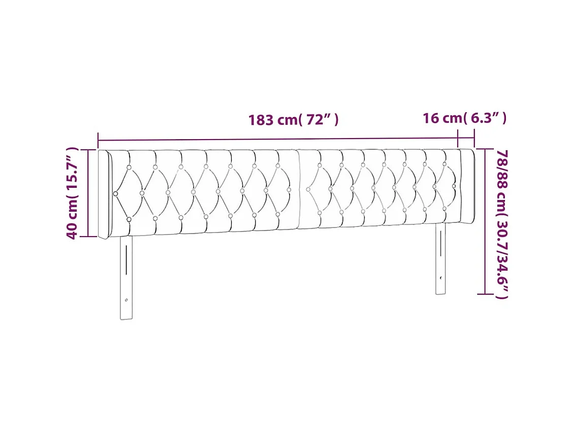 Mueble cabecero | Cabezal de cama | Cabecero con LED de tela crema 183x16x78/88 cm