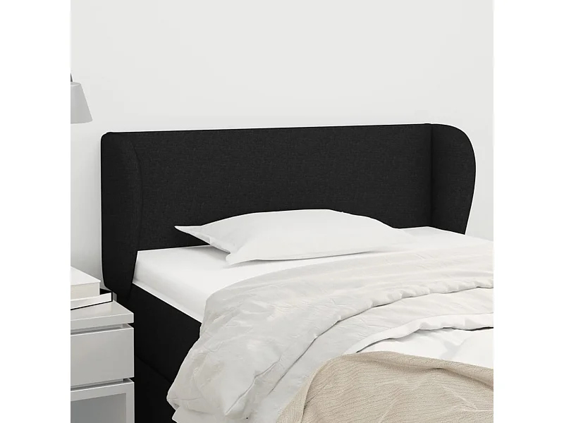 Tête de Lit | Panneau de tête pour lit Moderne avec oreilles Noir 83x23x78/88 cm Tissu