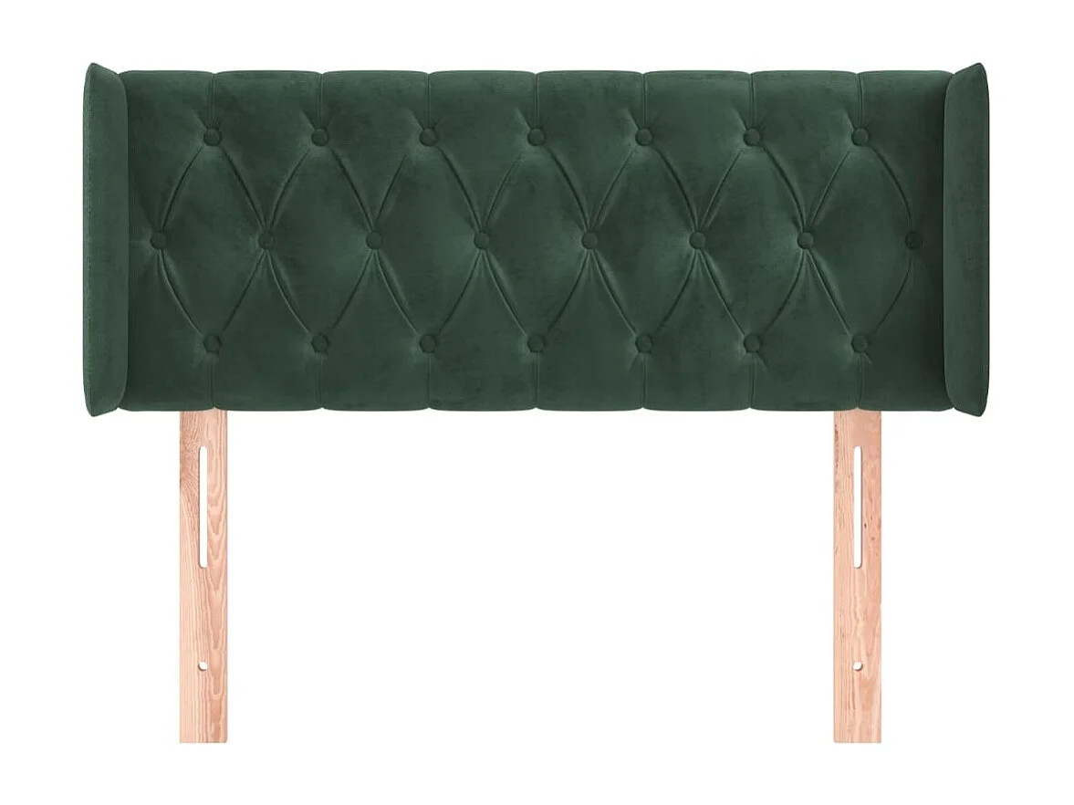 Mueble cabecero | Cabezal de cama | Cabecero de terciopelo verde oscuro 103x16x78/88 cm