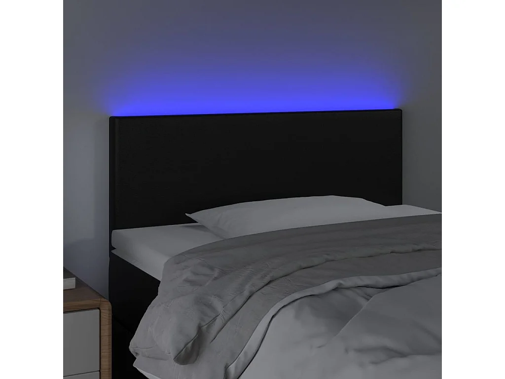 Tête de Lit | Panneau de tête pour lit Moderne à LED Noir 100x5x78/88 cm Similicuir