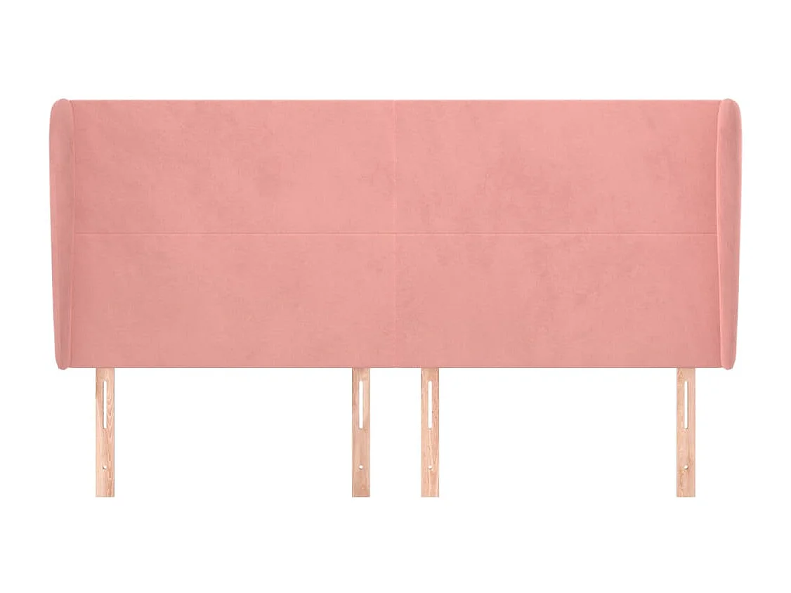 Tête de Lit | Panneau de tête pour lit Moderne avec oreilles Rose 203x23x118/128 cm Velours