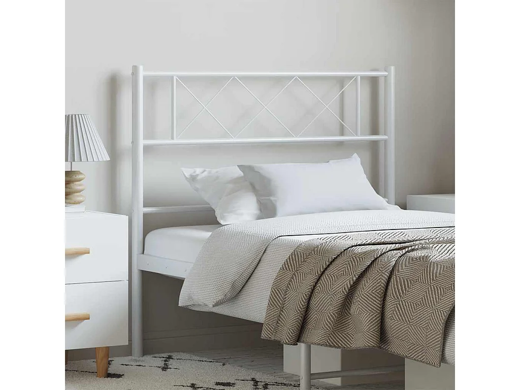 Tête de Lit | Panneau de tête pour lit Moderne métal blanc 100 cm
