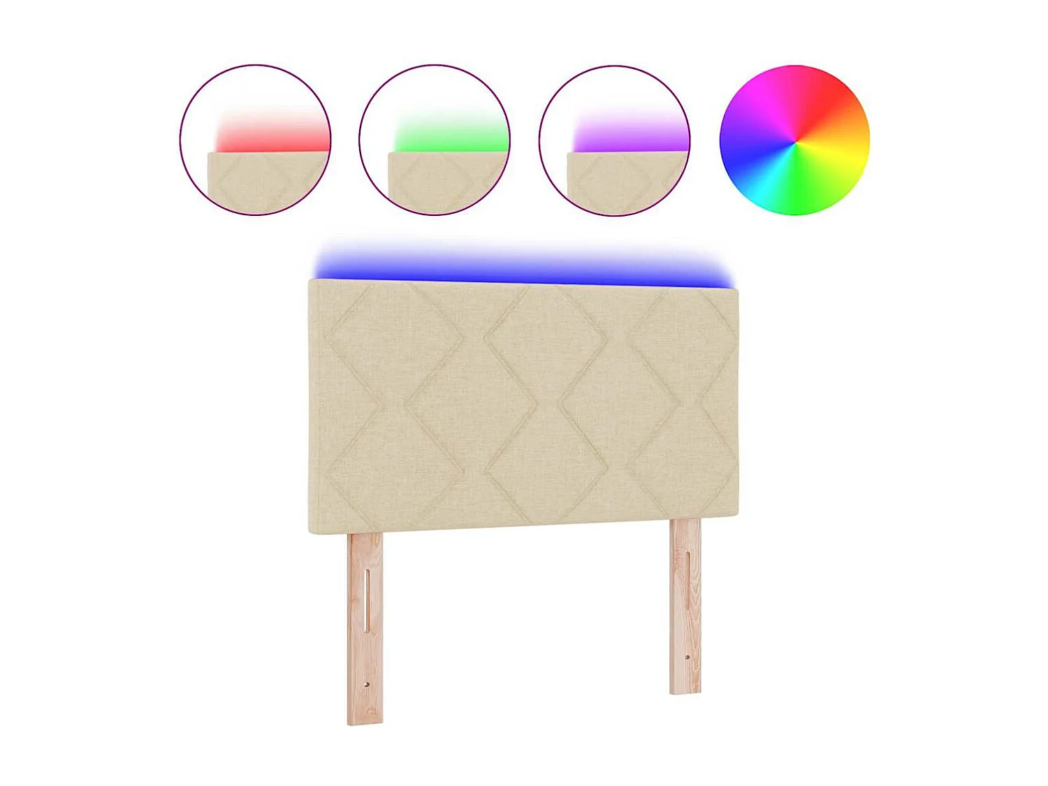 Tête de Lit | Panneau de tête pour lit Moderne avec des lumières à LED Réglable Crème 80 cm tissu