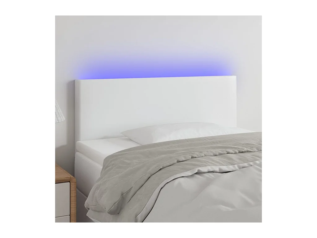 Tête de Lit | Panneau de tête pour lit Moderne à LED Blanc 90x5x78/88 cm Similicuir