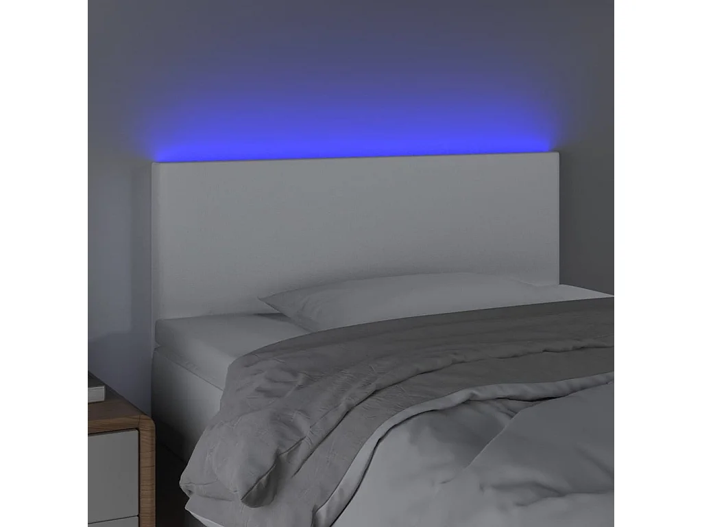 Hoofdbord | Hoofdeinde LED 90x5x78/88 cm kunstleer wit