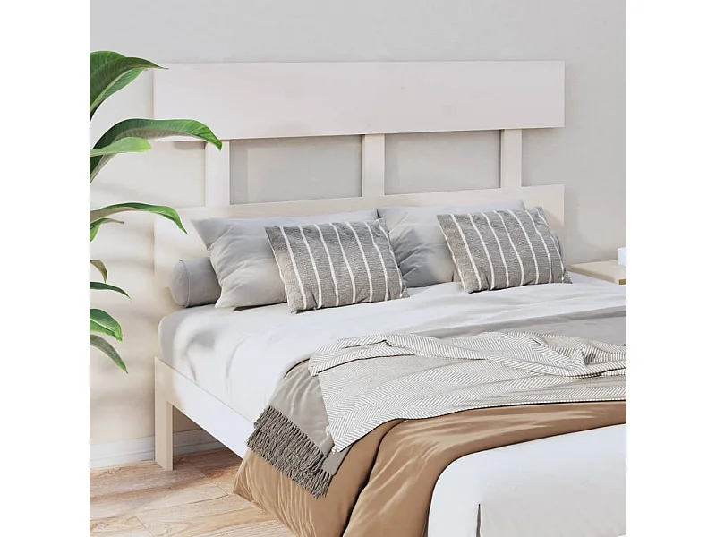 Tête de Lit | Panneau de tête pour lit Moderne Blanc 124x3x81 cm Bois massif de pin