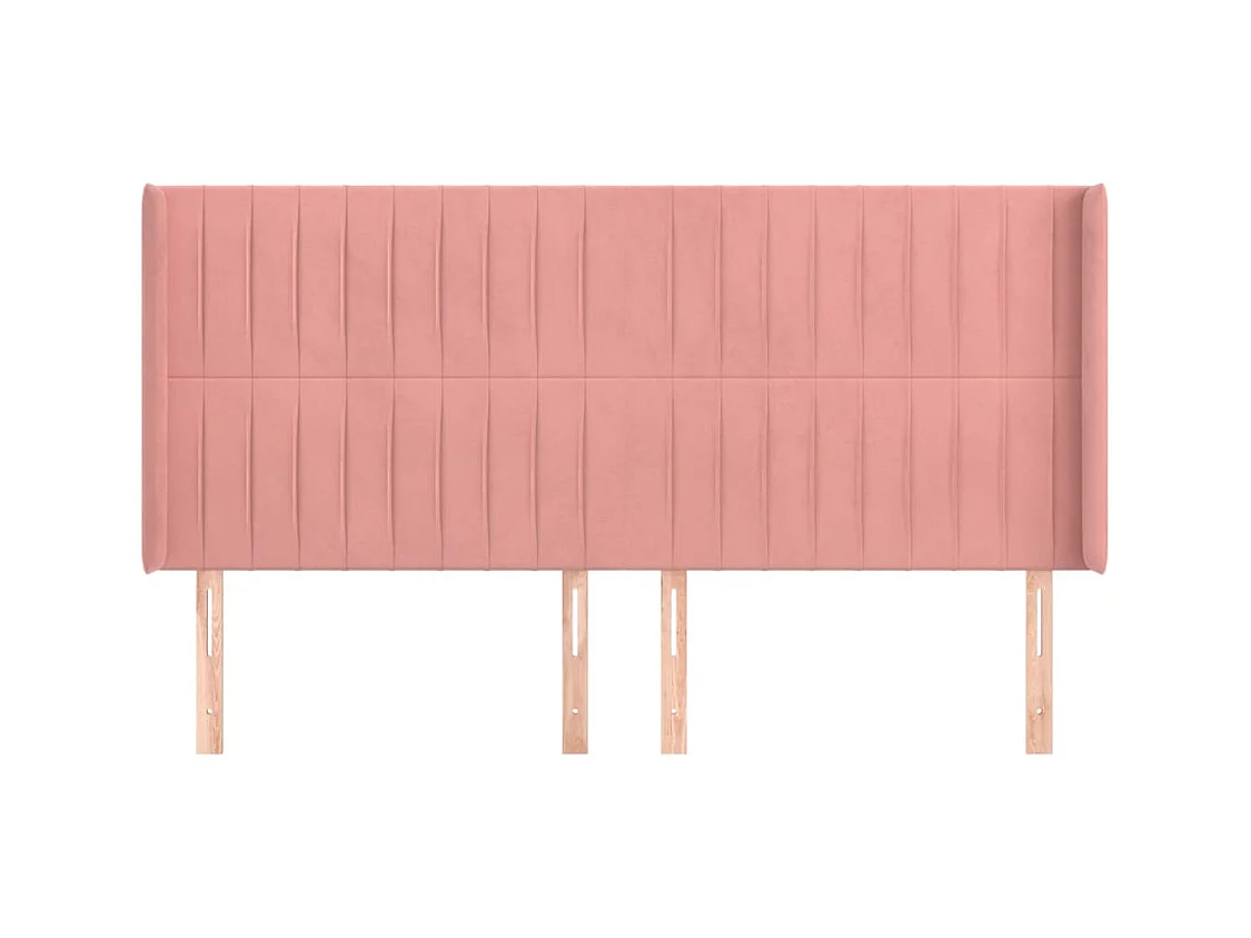 Tête de Lit | Panneau de tête pour lit Moderne avec oreilles Rose 183x16x118/128 cm Velours