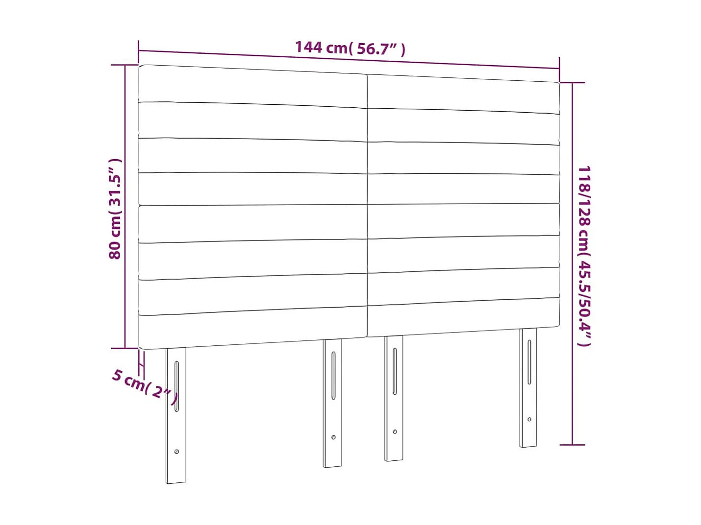 Tête de Lit | Panneau de tête pour lit Moderne à LED Crème 144x5x118/128 cm Tissu