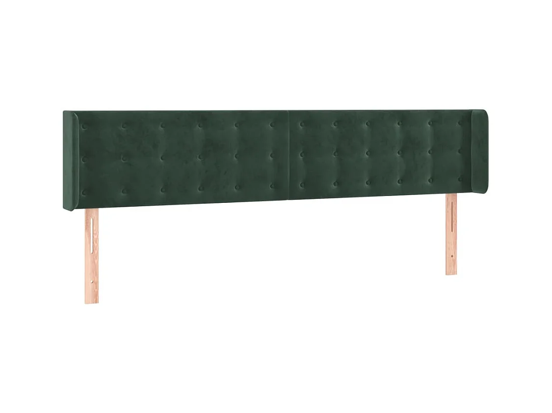 Tête de Lit | Panneau de tête pour lit Moderne à LED Vert foncé 163x16x78/88 cm Velours